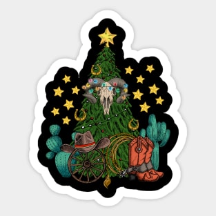 Cowboy christmas tree Sticker